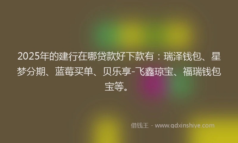 2025年的建行在哪贷款好下款有：瑞泽钱包、星梦分期、蓝莓买单、贝乐享-飞鑫琼宝、福瑞钱包宝等。