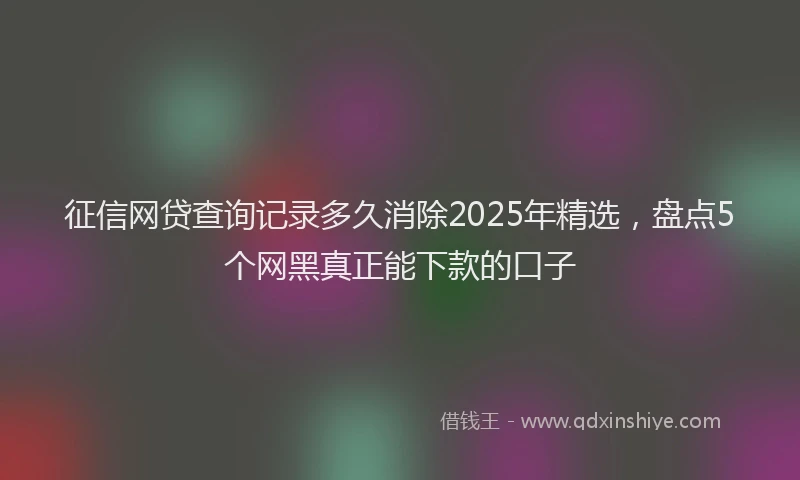 征信网贷查询记录多久消除2025年精选，盘点5个网黑真正能下款的口子