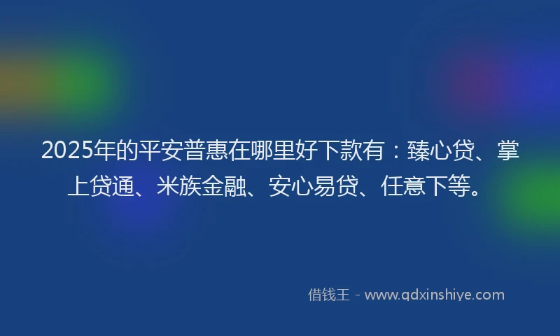 2025年的平安普惠在哪里好下款有：臻心贷、掌上贷通、米族金融、安心易贷、任意下等。