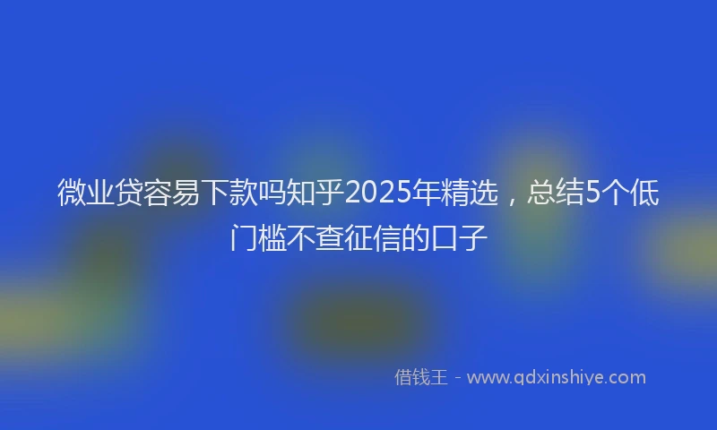 微业贷容易下款吗知乎2025年精选，总结5个低门槛不查征信的口子