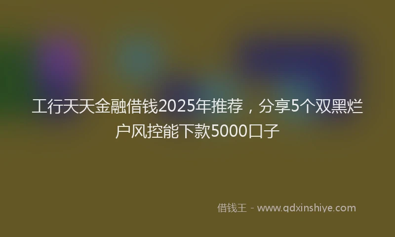 工行天天金融借钱2025年推荐，分享5个双黑烂户风控能下款5000口子