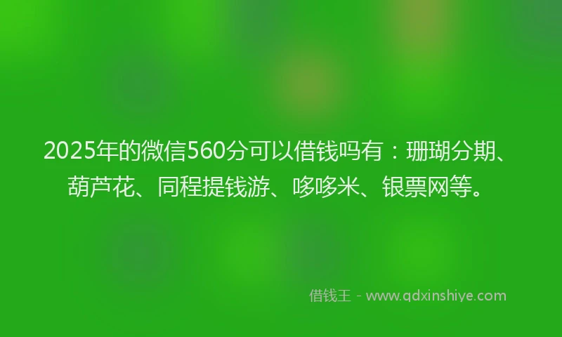 2025年的微信560分可以借钱吗有：珊瑚分期、葫芦花、同程提钱游、哆哆米、银票网等。