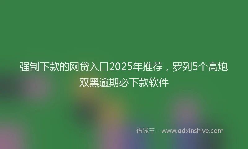 强制下款的网贷入口2025年推荐，罗列5个高炮双黑逾期必下款软件