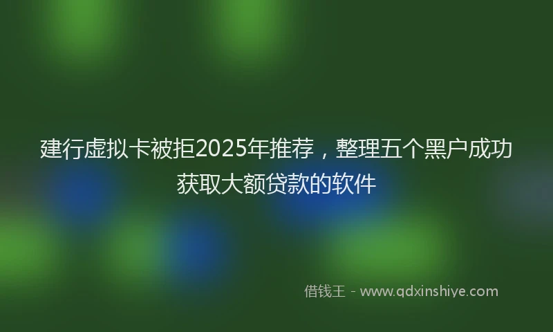 建行虚拟卡被拒2025年推荐，整理五个黑户成功获取大额贷款的软件