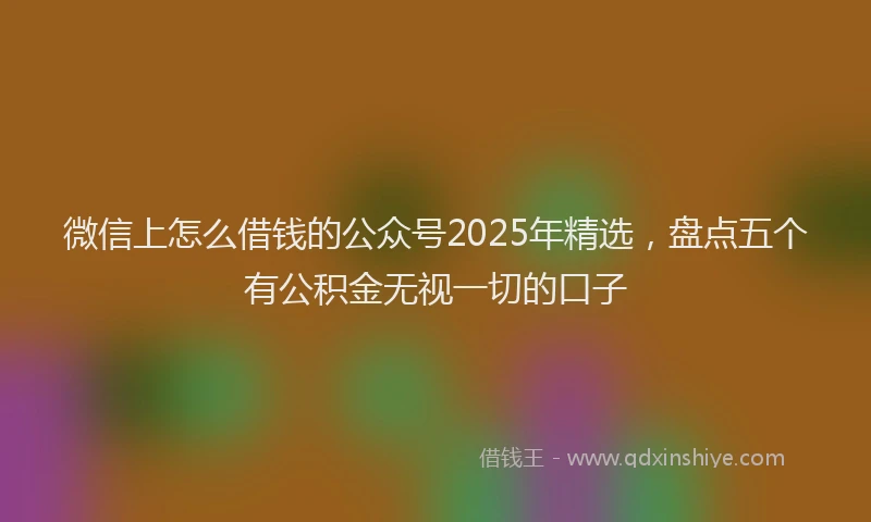 微信上怎么借钱的公众号2025年精选，盘点五个有公积金无视一切的口子