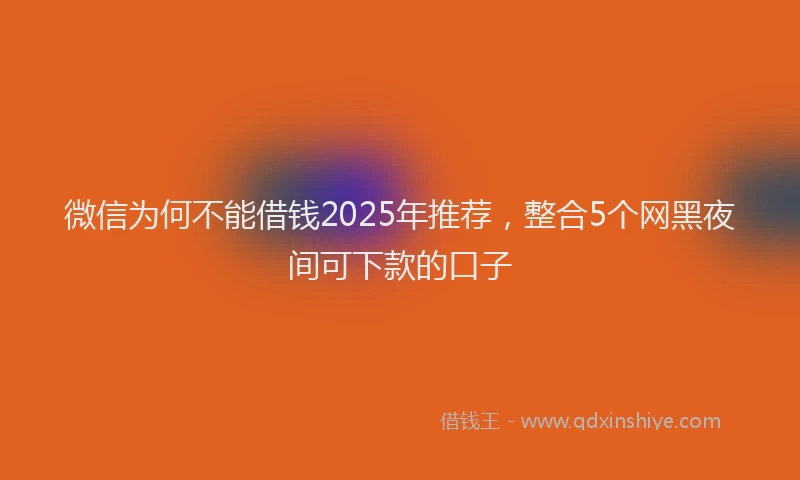 微信为何不能借钱2025年推荐，整合5个网黑夜间可下款的口子