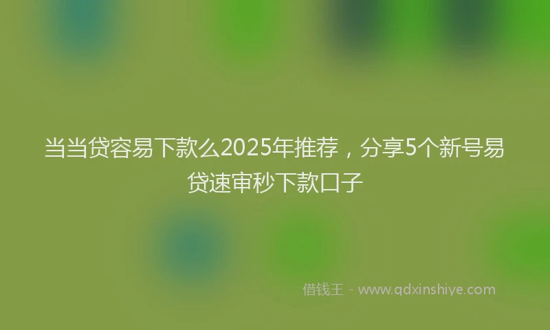 当当贷容易下款么2025年推荐，分享5个新号易贷速审秒下款口子