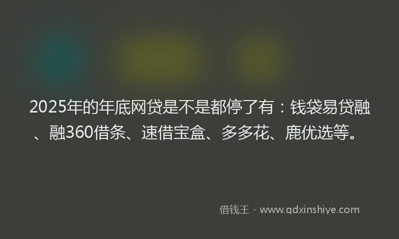 2025年的年底网贷是不是都停了有：钱袋易贷融、融360借条、速借宝盒、多多花、鹿优选等。