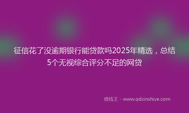 征信花了没逾期银行能贷款吗2025年精选，总结5个无视综合评分不足的网贷