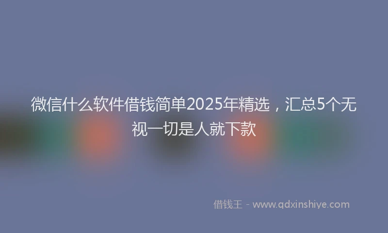微信什么软件借钱简单2025年精选，汇总5个无视一切是人就下款