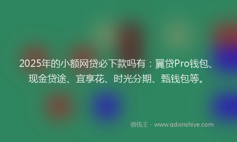 2025年的小额网贷必下款吗有：翼贷Pro钱包、现金贷途、宜享花、时光分期、甄钱包等。