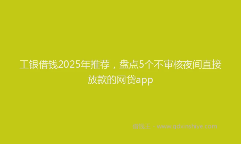 工银借钱2025年推荐，盘点5个不审核夜间直接放款的网贷app