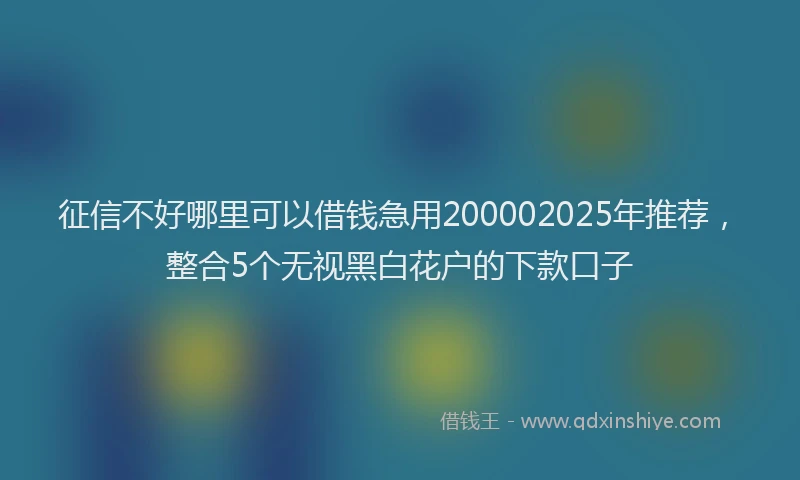 征信不好哪里可以借钱急用200002025年推荐，整合5个无视黑白花户的下款口子