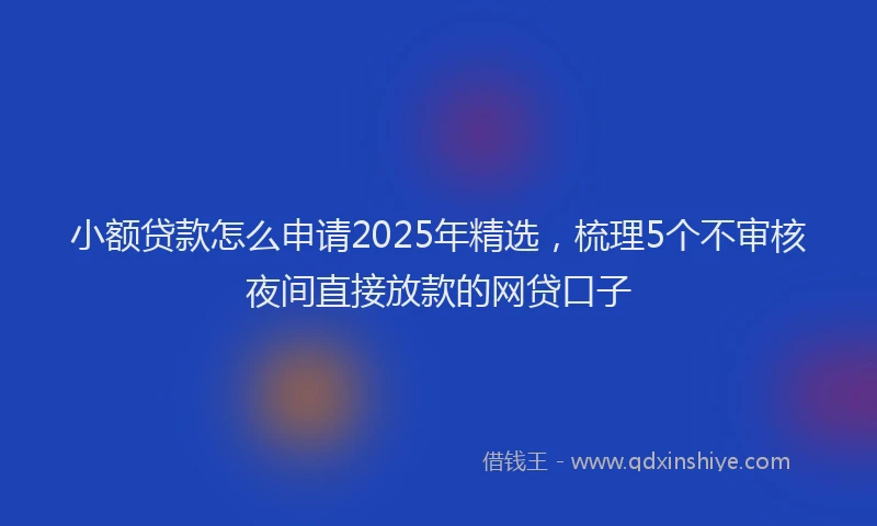 小额贷款怎么申请2025年精选，梳理5个不审核夜间直接放款的网贷口子
