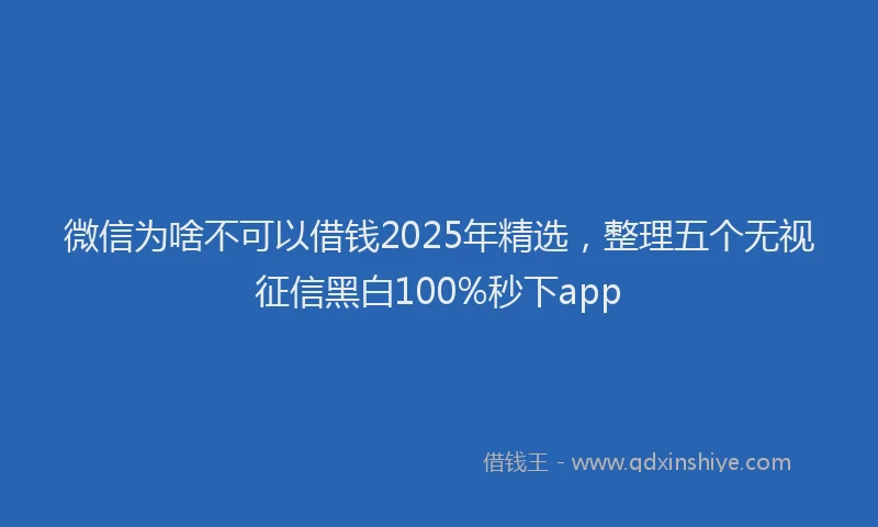微信为啥不可以借钱2025年精选，整理五个无视征信黑白100%秒下app