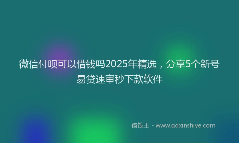 微信付呗可以借钱吗2025年精选，分享5个新号易贷速审秒下款软件