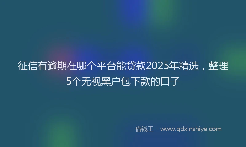 征信有逾期在哪个平台能贷款2025年精选，整理5个无视黑户包下款的口子