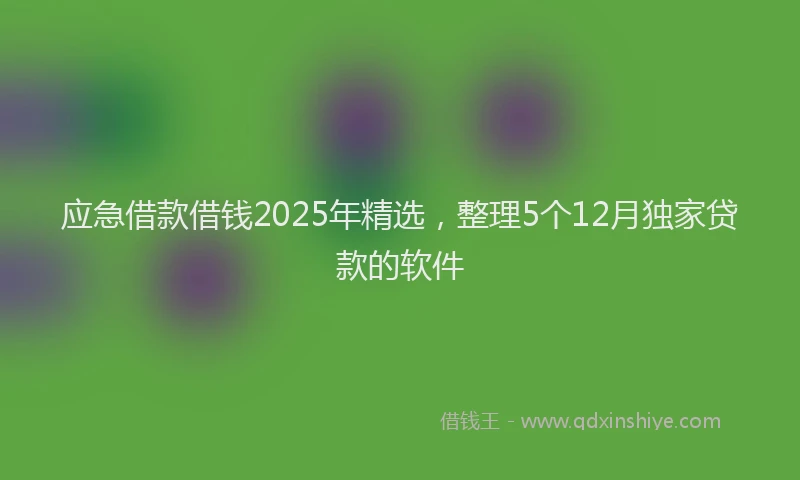 应急借款借钱2025年精选，整理5个12月独家贷款的软件
