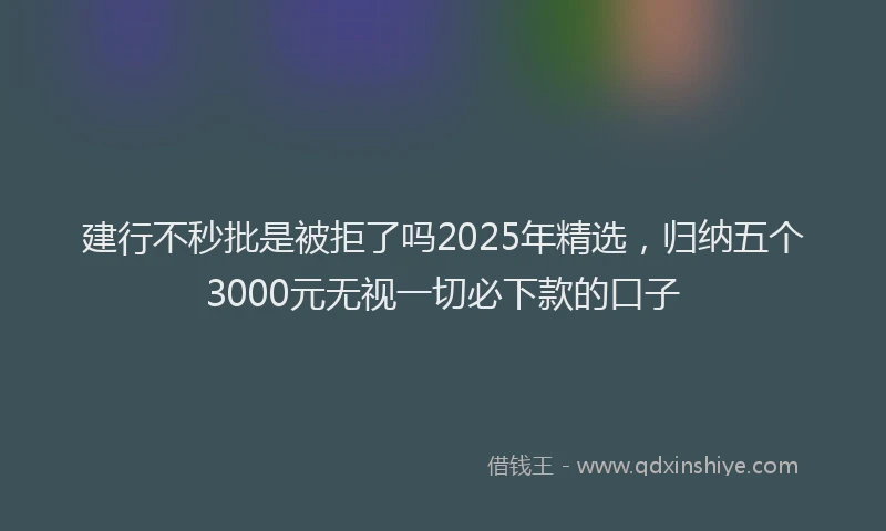 建行不秒批是被拒了吗2025年精选，归纳五个3000元无视一切必下款的口子