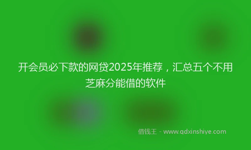 开会员必下款的网贷2025年推荐，汇总五个不用芝麻分能借的软件