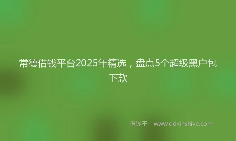 常德借钱平台2025年精选，盘点5个超级黑户包下款