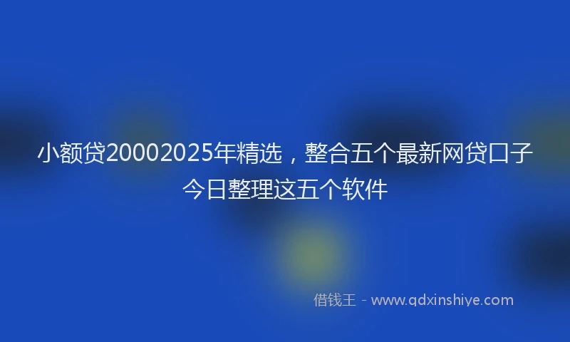 小额贷20002025年精选，整合五个最新网贷口子今日整理这五个软件