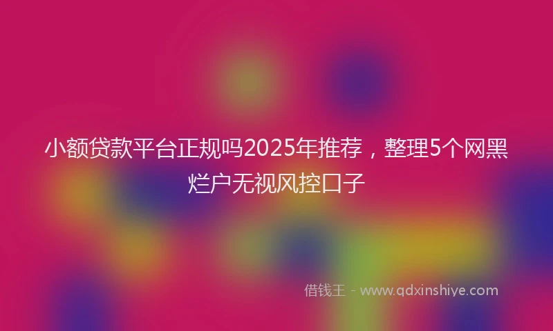 小额贷款平台正规吗2025年推荐，整理5个网黑烂户无视风控口子