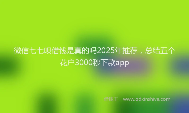 微信七七呗借钱是真的吗2025年推荐，总结五个花户3000秒下款app
