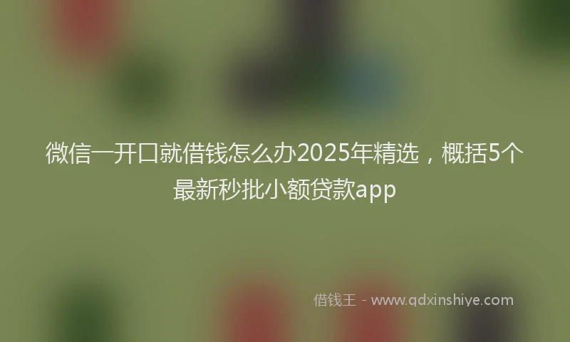 微信一开口就借钱怎么办2025年精选，概括5个最新秒批小额贷款app
