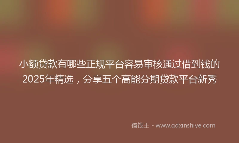 小额贷款有哪些正规平台容易审核通过借到钱的2025年精选，分享五个高能分期贷款平台新秀