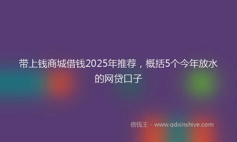 带上钱商城借钱2025年推荐，概括5个今年放水的网贷口子