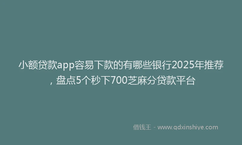 小额贷款app容易下款的有哪些银行2025年推荐，盘点5个秒下700芝麻分贷款平台