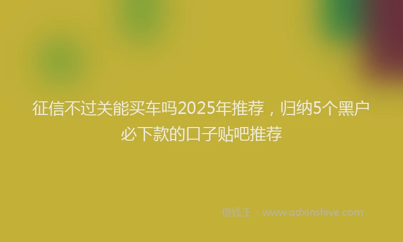 征信不过关能买车吗2025年推荐，归纳5个黑户必下款的口子贴吧推荐