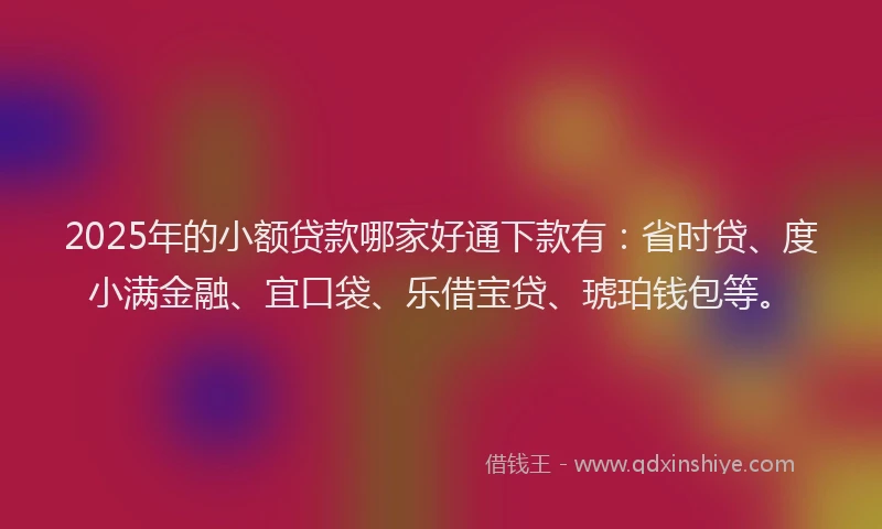 2025年的小额贷款哪家好通下款有：省时贷、度小满金融、宜口袋、乐借宝贷、琥珀钱包等。
