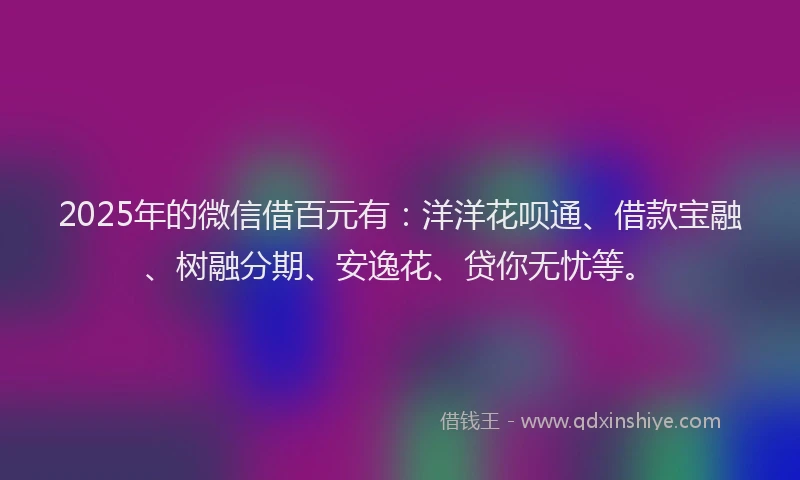 2025年的微信借百元有：洋洋花呗通、借款宝融、树融分期、安逸花、贷你无忧等。