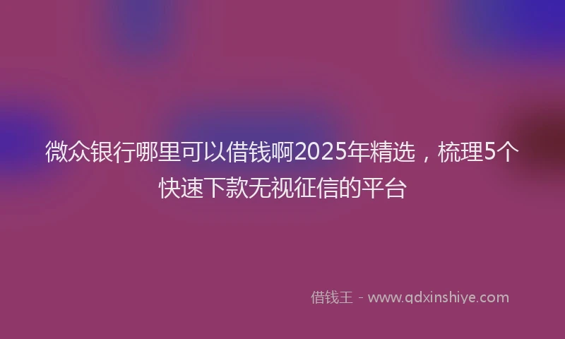 微众银行哪里可以借钱啊2025年精选，梳理5个快速下款无视征信的平台