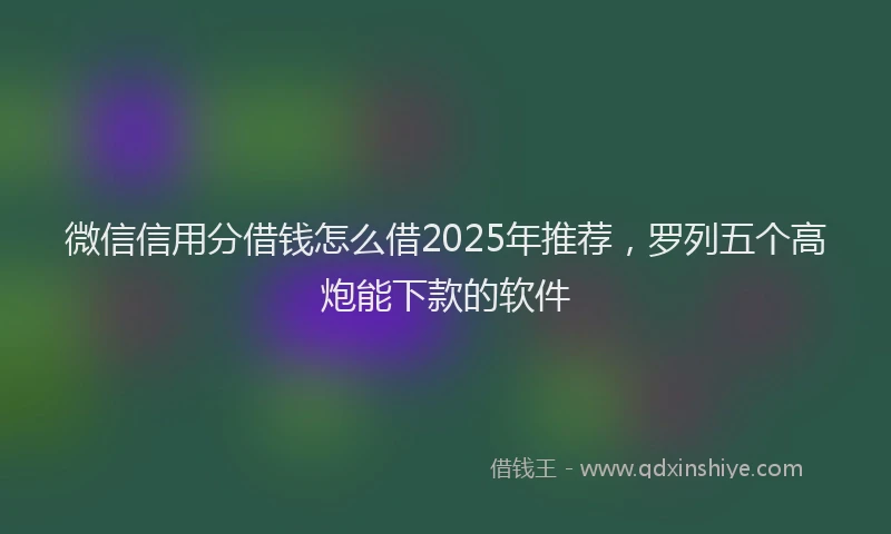 微信信用分借钱怎么借2025年推荐，罗列五个高炮能下款的软件