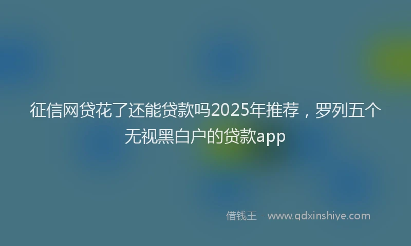 征信网贷花了还能贷款吗2025年推荐，罗列五个无视黑白户的贷款app