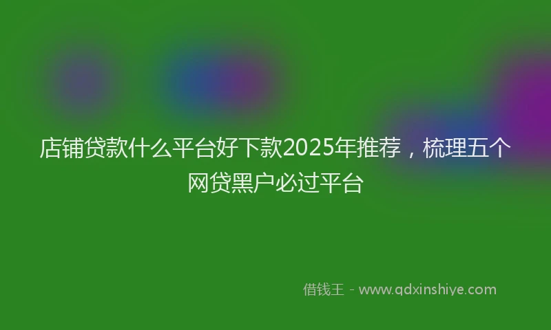 店铺贷款什么平台好下款2025年推荐，梳理五个网贷黑户必过平台
