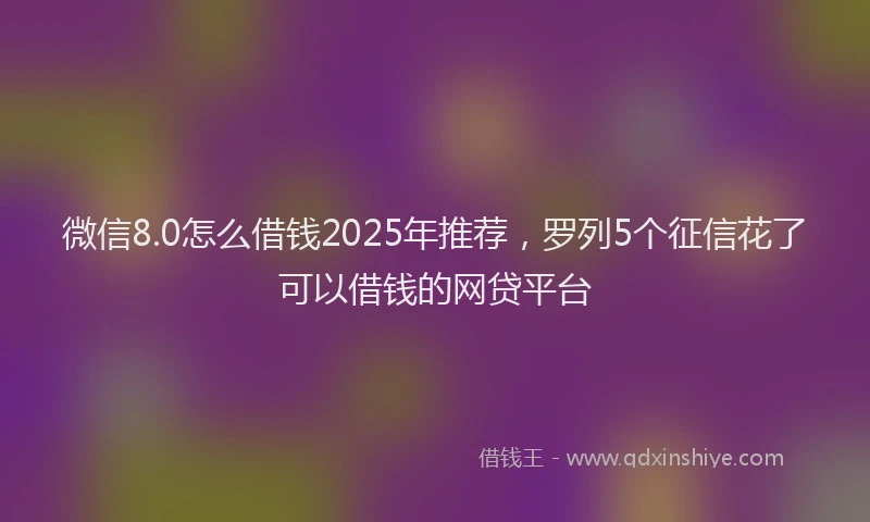 微信8.0怎么借钱2025年推荐，罗列5个征信花了可以借钱的网贷平台