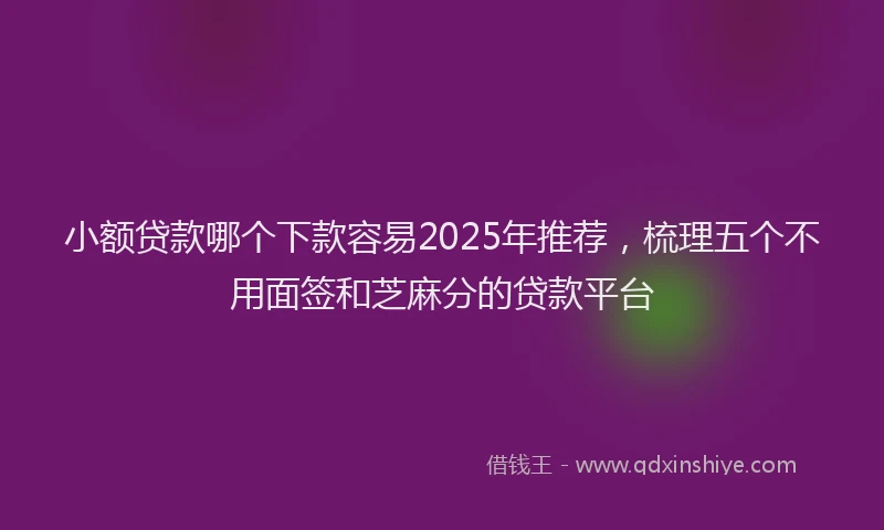 小额贷款哪个下款容易2025年推荐，梳理五个不用面签和芝麻分的贷款平台
