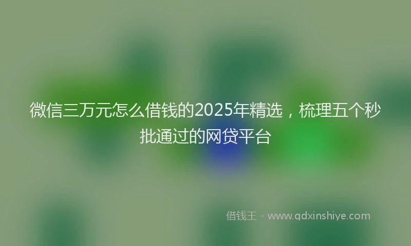微信三万元怎么借钱的2025年精选，梳理五个秒批通过的网贷平台