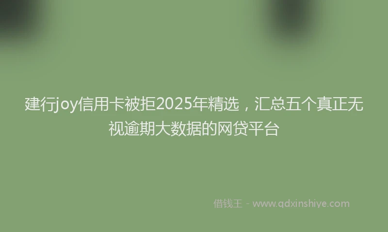 建行joy信用卡被拒2025年精选，汇总五个真正无视逾期大数据的网贷平台
