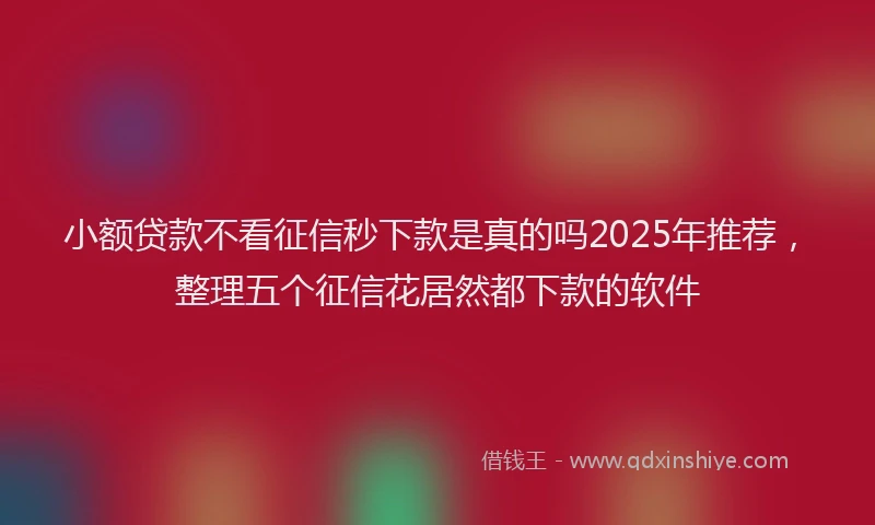 小额贷款不看征信秒下款是真的吗2025年推荐，整理五个征信花居然都下款的软件