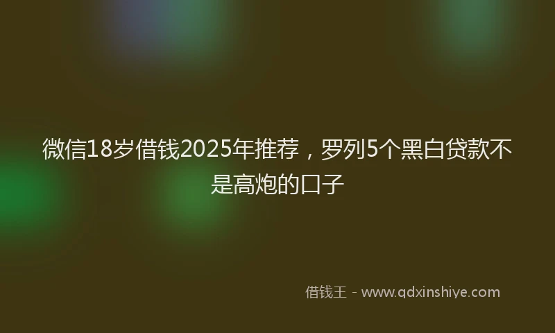 微信18岁借钱2025年推荐，罗列5个黑白贷款不是高炮的口子