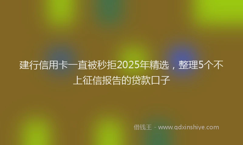 建行信用卡一直被秒拒2025年精选，整理5个不上征信报告的贷款口子