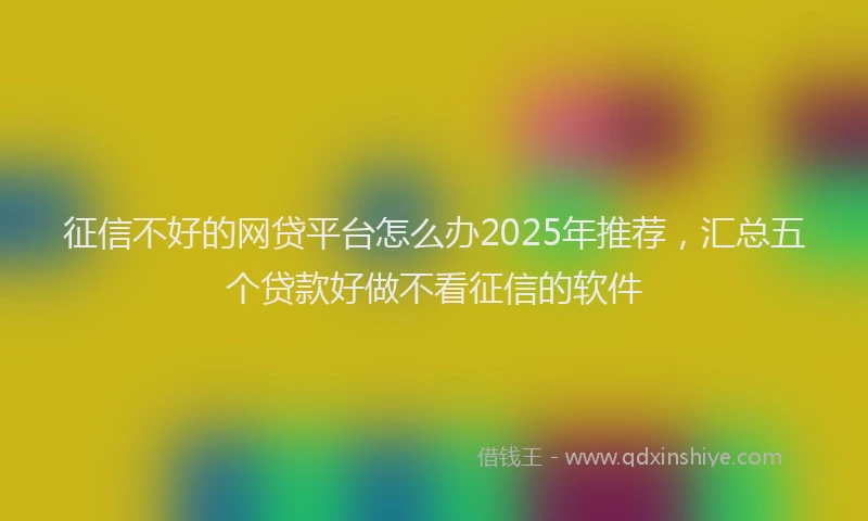 征信不好的网贷平台怎么办2025年推荐，汇总五个贷款好做不看征信的软件