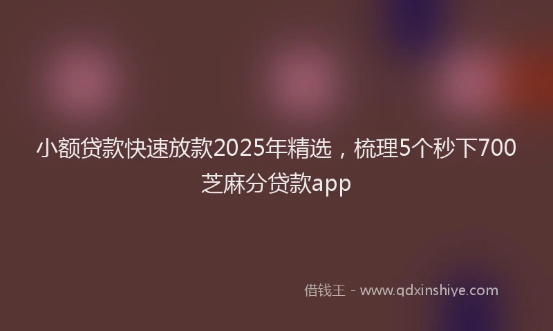 小额贷款快速放款2025年精选，梳理5个秒下700芝麻分贷款app