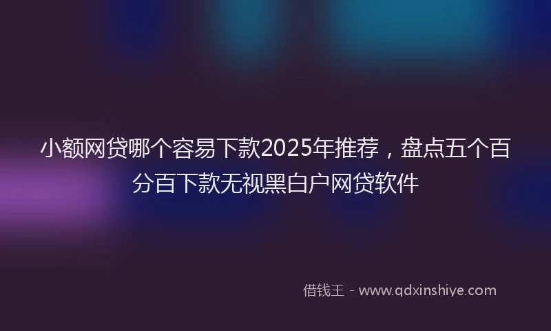 小额网贷哪个容易下款2025年推荐，盘点五个百分百下款无视黑白户网贷软件