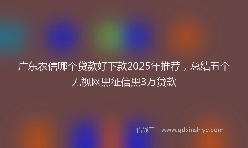 广东农信哪个贷款好下款2025年推荐，总结五个无视网黑征信黑3万贷款